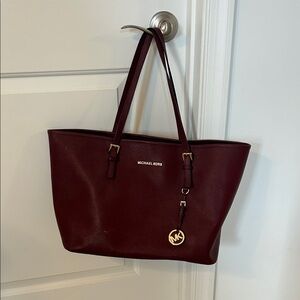 Michael Kors Burgundy Tote Bag